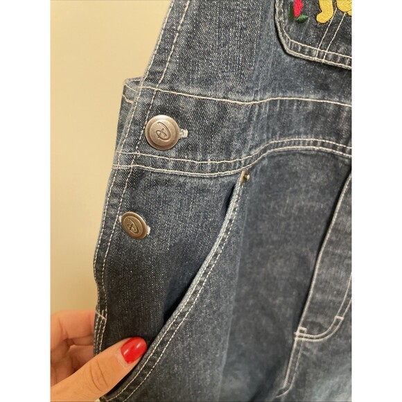 Vtg Winnie The Pooh Denim Overalls Bibs Women Size Large Disney Embroidered 90s - Picture 6 of 11